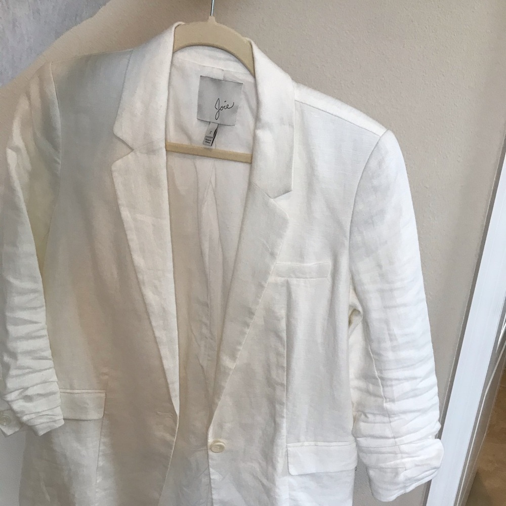 Joie White Linen Boyfriend Blazer